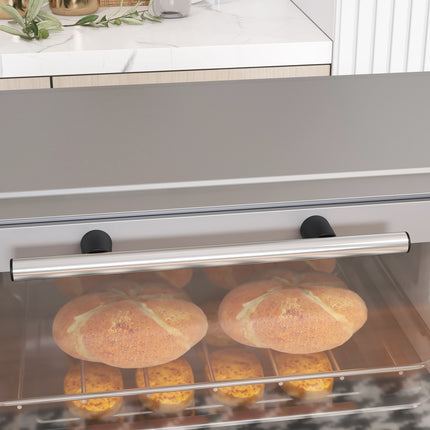 Mini orkaitė 9 l mini orkaitė su kepimo skarda, grotelėmis, 100 °C-230 °C, su reguliuojama temperatūra ir kepimo laiku, 60 min. laikmatis, 750 W, nerūdijančio plieno, sidabro spalvos