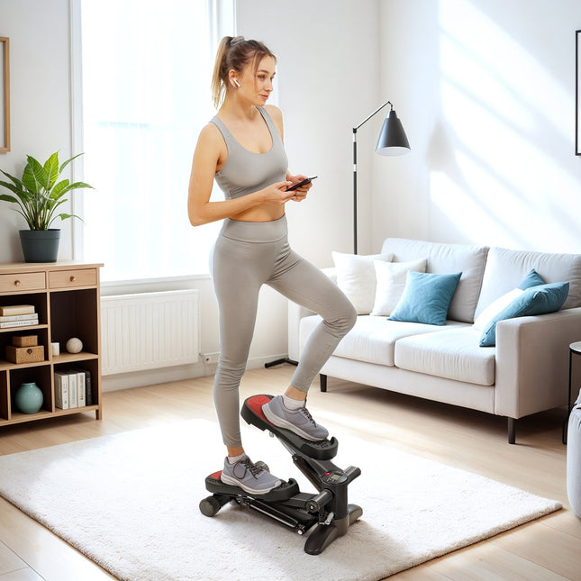 Mini žingsnelis namų treniruokliui su LCD ekranu, fitneso žingsnelis iki 100 kg kojų lavinimui, namų biuro fitneso pratimai, juodas