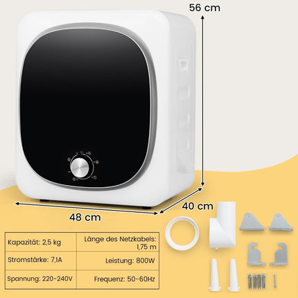 Mini džiovyklė 2,5 kg su 5 programomis iki 69 , ištraukiamoji džiovyklė 800 W