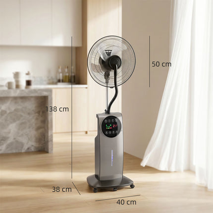Aprasojantis pastatomas ventiliatorius su nuotolinio valdymo pultu, 3 greičiai, 3,1 l bakas