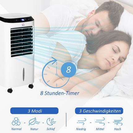 Mobilus oro kondicionierius su oro drėkinimu, vandeniu aušinamu oro kondicionieriumi, oro aušintuvu, 8 val. laikmačiu, nuotolinio valdymo pultu, naudojimo erdvė 20㎡, 600 W, abs. matmenys 38,2 x 31,6 x 76 cm.