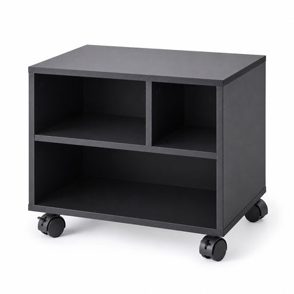 Mobile Printer Stand with Castors and 3 Compartments, Black