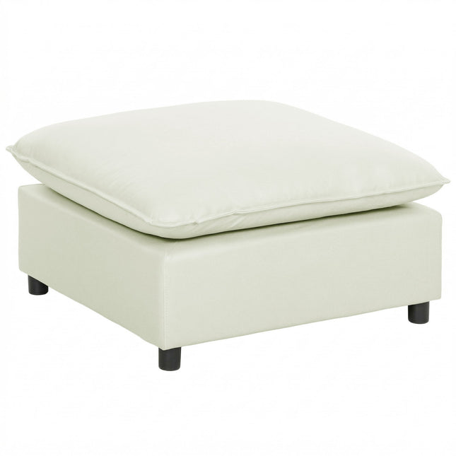 Modern Fabric Ottoman with Plastic Legs, 75 cm, Cream White