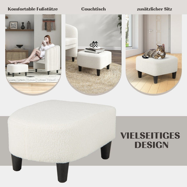Modern round armchair with ottoman upholstered club chair with footrest beige