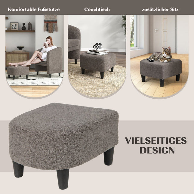 Modern round armchair with ottoman upholstered club chair with footrest gray