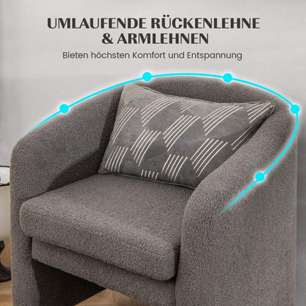 Modernus apvalus fotelis su minkštu klubiniu krėslu ir kojoms skirtu pufu, pilkas