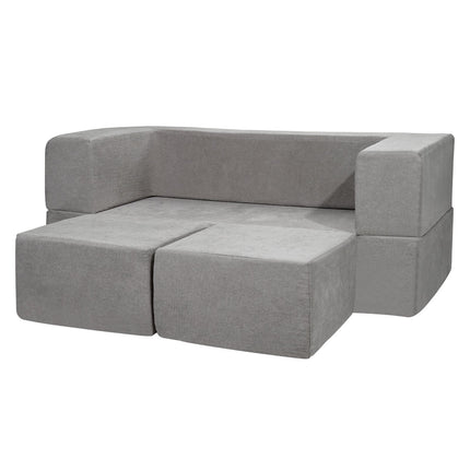 Modular Kids Play Couch, 4-Piece, Washable Cover, Grey