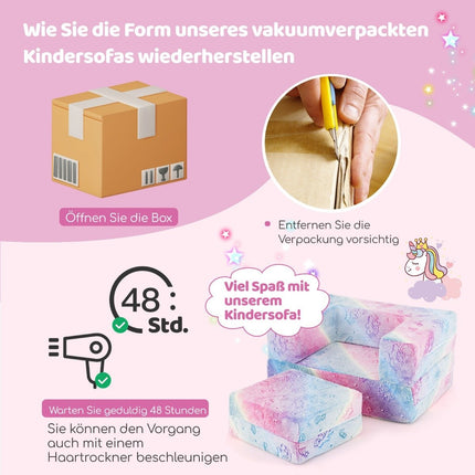 Modulinė vaikiška sofa - tamsoje šviečianti žaidimų sofa, 71x53x34,5 cm