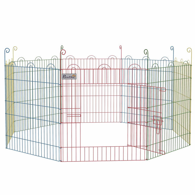 Modulinis plieninis šuniukų žaidimų aptvaras su rakinamomis durelėmis, Ø156x60 cm
