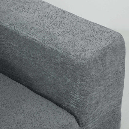 Modulinė U formos sofa su giliomis sėdynėmis, 2 pufai, tamsiai pilka