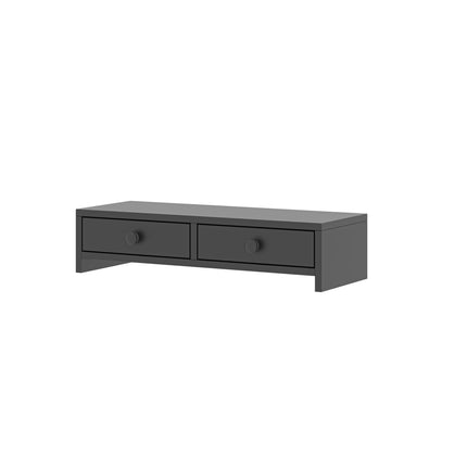 Monitoriaus pakyla su 2 stalčiais, juodas MDF, 47 cm
