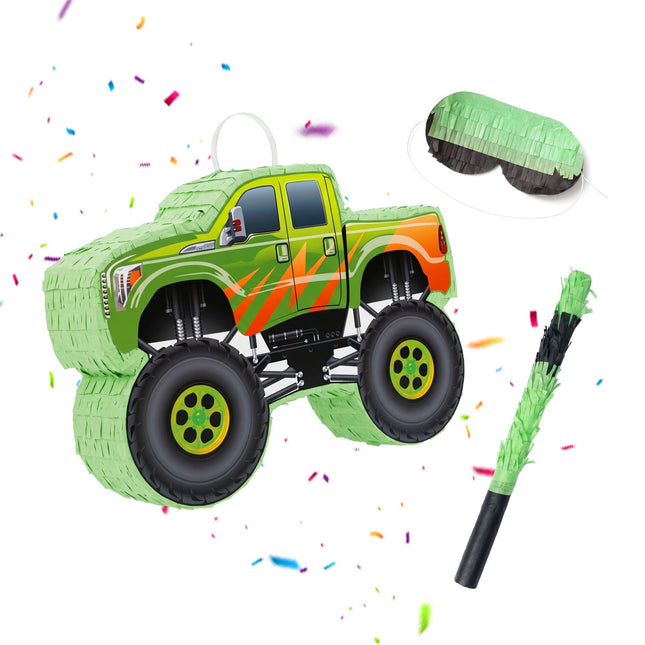 „Monster Truck“ pinjatų rinkinys - lazda ir raištis akims pridedami