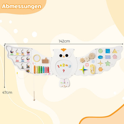 Montessori sieninis žaislas „Busy Board“ - 11 viename veiklos centras