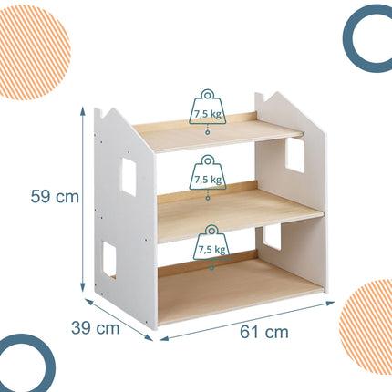 Montessori vaikų knygų lentyna, namelio formos, MDF