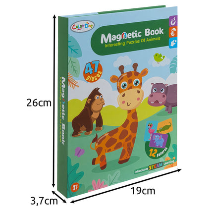 Montessori magnetinė dėlionė - Afrikos gyvūnai, 47 detalės