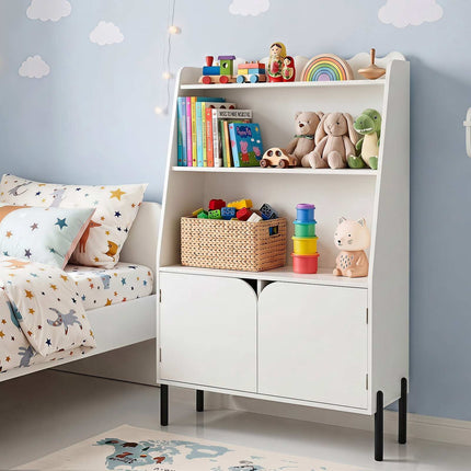 Montessori medinė vaikų lentyna, balta, 3 skyriai