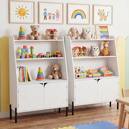 Montessori medinė vaikų lentyna, balta, 3 skyriai