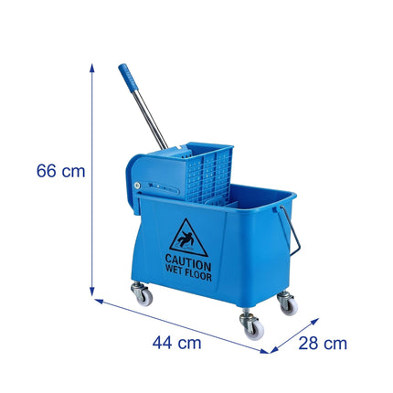Šluostės vežimėlis su presu, mėlynas, 22 l talpos
