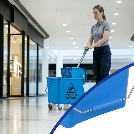 Šluostės vežimėlis su presu, mėlynas, 22 l talpos