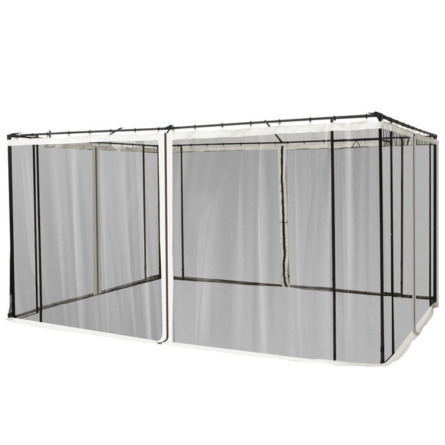 Tinklelis nuo uodų 3x4 pavėsinei, 4 šoninės panelės, tinklelis nuo musių su užtrauktuku, apsauga nuo vabzdžių, nailono tinklelis, juodas