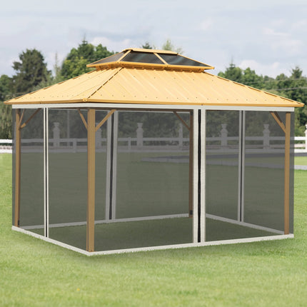 Tinklelis nuo uodų 3x4 pavėsinei, 4 šoninės panelės, tinklelis nuo musių su užtrauktuku, apsauga nuo vabzdžių, nailono tinklelis, juodas