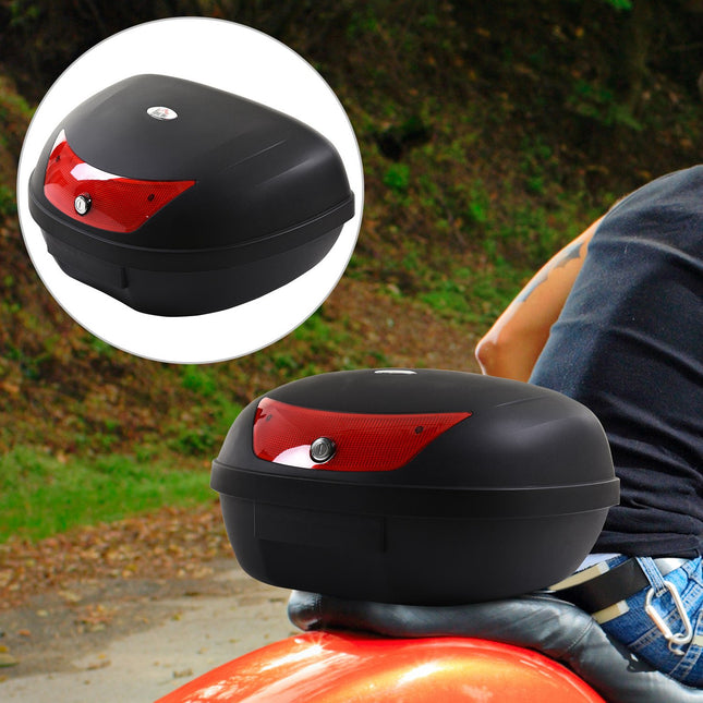 Motociklo dėklas, motorolerio dėklas motociklams, motoroleriams, mopedams, keturračiams, 48 l šalmo dėklas, viršutinis dėklas, juodas, 59 x 43 x 33 cm