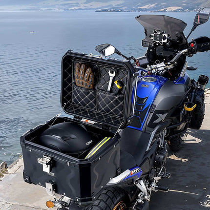 Motorcycle Top Case 45L, Aluminum, Waterproof, Lockable, Back Cushion