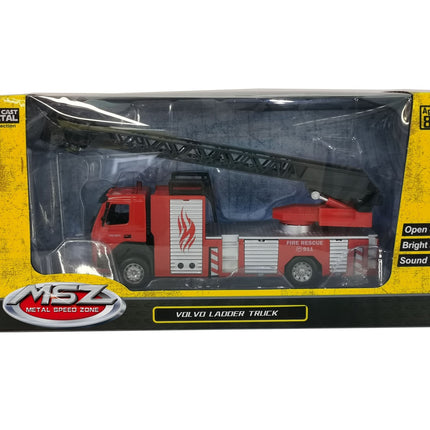 Msz liejimo būdu pagamintas „Volvo“ gaisrinės kopėčios sunkvežimio modelis, mastelis 1:50