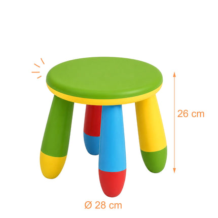 Įvairiaspalvė vaikiška plastikinė taburetė, 26 cm sėdynės aukštis