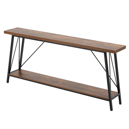 Narrow Console Sofa Table 70.9 In, 2-Tier Metal Frame