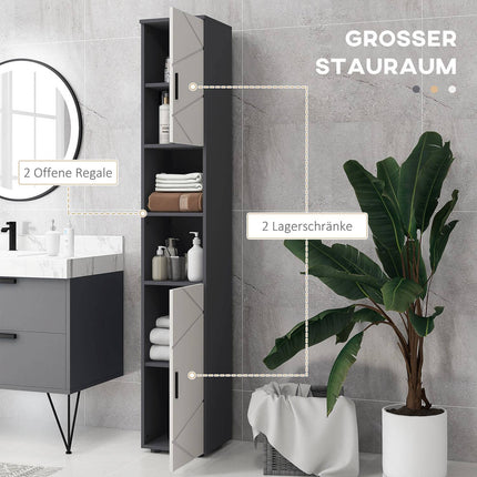 Tall narrow bathroom cabinet - adjustable shelf, gray