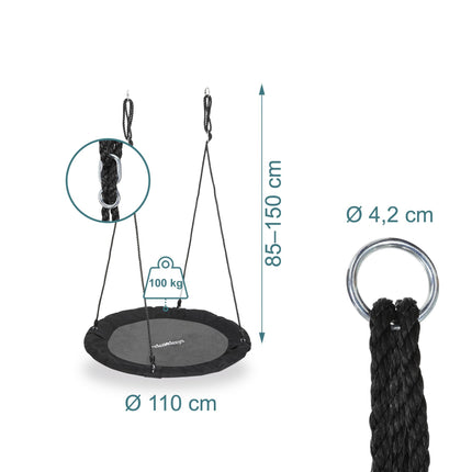 Lizdinės sūpynės 110 cm - apvalios sodo ir vidaus pramogos