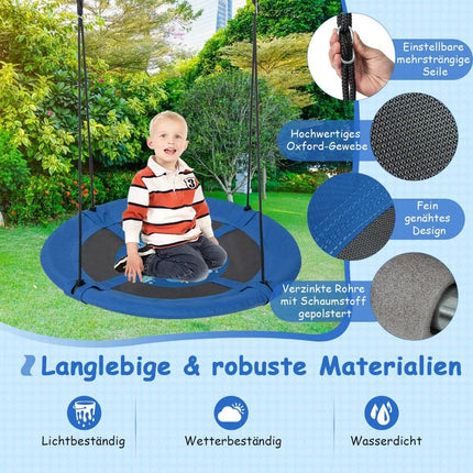 Lizdo sūpynės, vaikiškos sūpynės, medžio sūpynės, pakabinamos sūpynės, Ø 100 cm, mėlynasis banginis