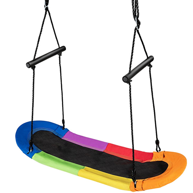 Lizdo sūpynės vaikams, medžio sūpynės su 100-160 cm reguliuojamomis virvėmis, pakabinamomis sūpynėmis, spalvingos, 123 x 45 cm