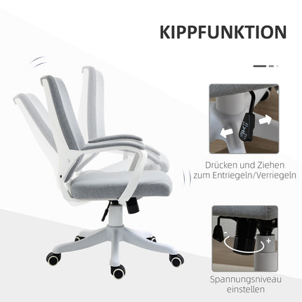 Biuro kėdė, supamoji funkcija, reguliuojamo aukščio atlošas, storai paminkštintas, ergonomiškas, 360° pasukami ratukai, poliesteris, nailonas, polipropilenas