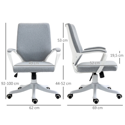 Biuro kėdė, supamoji funkcija, reguliuojamo aukščio atlošas, storai paminkštintas, ergonomiškas, 360° pasukami ratukai, poliesteris, nailonas, polipropilenas