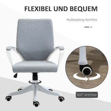 Biuro kėdė, supamoji funkcija, reguliuojamo aukščio atlošas, storai paminkštintas, ergonomiškas, 360° pasukami ratukai, poliesteris, nailonas, polipropilenas