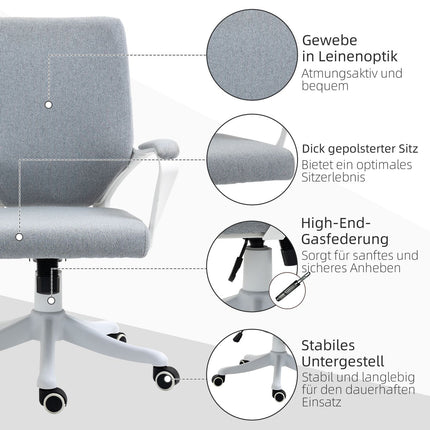 Biuro kėdė, supamoji funkcija, reguliuojamo aukščio atlošas, storai paminkštintas, ergonomiškas, 360° pasukami ratukai, poliesteris, nailonas, polipropilenas