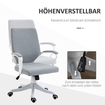 Biuro kėdė, supamoji funkcija, reguliuojamo aukščio atlošas, storai paminkštintas, ergonomiškas, 360° pasukami ratukai, poliesteris, nailonas, polipropilenas