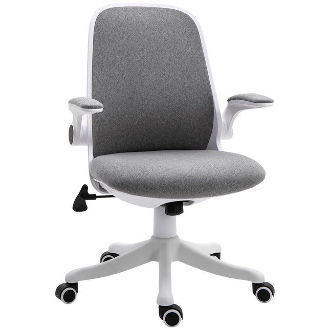 Ergonomiška biuro kėdė su supamąja funkcija, reguliuojamas porankis, pilka ir balta, 62,5 x 60 x 94-104 cm