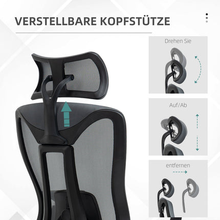 Ergonomiška biuro kėdė su atlošiamu paviršiumi, pilka, tinklelio imitacija, patogiam darbui ir poilsiui