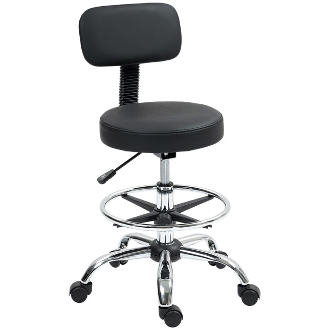 Biuro kėdė, ergonomiška piešimo kėdė, reguliuojamo aukščio kompiuterio kėdė su pakoja, stalo kėdė, pasukama kėdė svetainei, biurui, dirbtinė oda, juoda