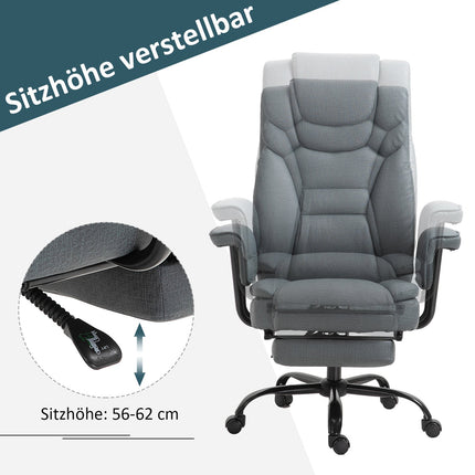 Biuro kėdė, ergonomiška, 360° pasukama, reguliuojamo aukščio, su galvos atrama, paminkštintais porankiais ir kojų atrama.
