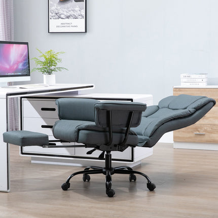Biuro kėdė, ergonomiška, 360° pasukama, reguliuojamo aukščio, su galvos atrama, paminkštintais porankiais ir kojų atrama.