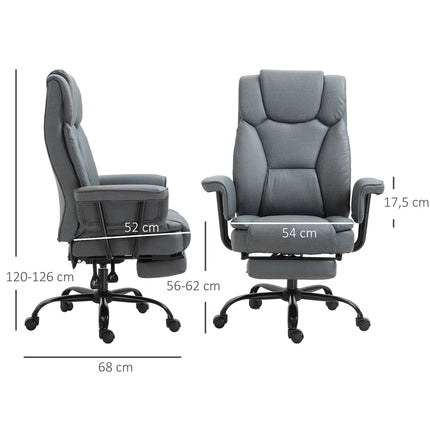 Biuro kėdė, ergonomiška, 360° pasukama, reguliuojamo aukščio, su galvos atrama, paminkštintais porankiais ir kojų atrama.