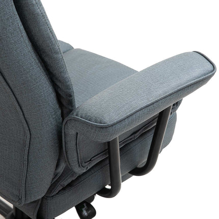 Biuro kėdė, ergonomiška, 360° pasukama, reguliuojamo aukščio, su galvos atrama, paminkštintais porankiais ir kojų atrama.