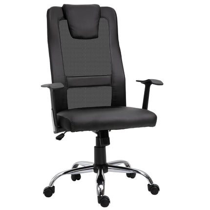 Ergonomiška biuro kėdė, pasukama, reguliuojamo aukščio, dirbtinės odos, juoda, 66x73x108-118 cm