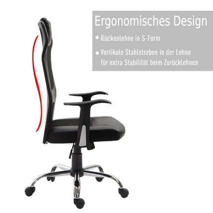 Ergonomiška biuro kėdė, pasukama, reguliuojamo aukščio, dirbtinės odos, juoda, 66x73x108-118 cm