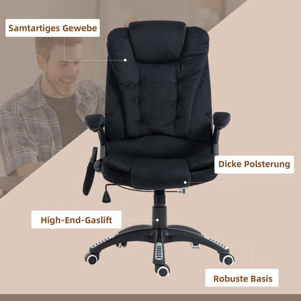 Biuro kėdė su supamąja funkcija, masažinė kėdė, šildymo funkcija, ergonomiška, reguliuojamo aukščio, iki 120 kg, juoda
