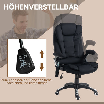 Biuro kėdė su supamąja funkcija, masažinė kėdė, šildymo funkcija, ergonomiška, reguliuojamo aukščio, iki 120 kg, juoda